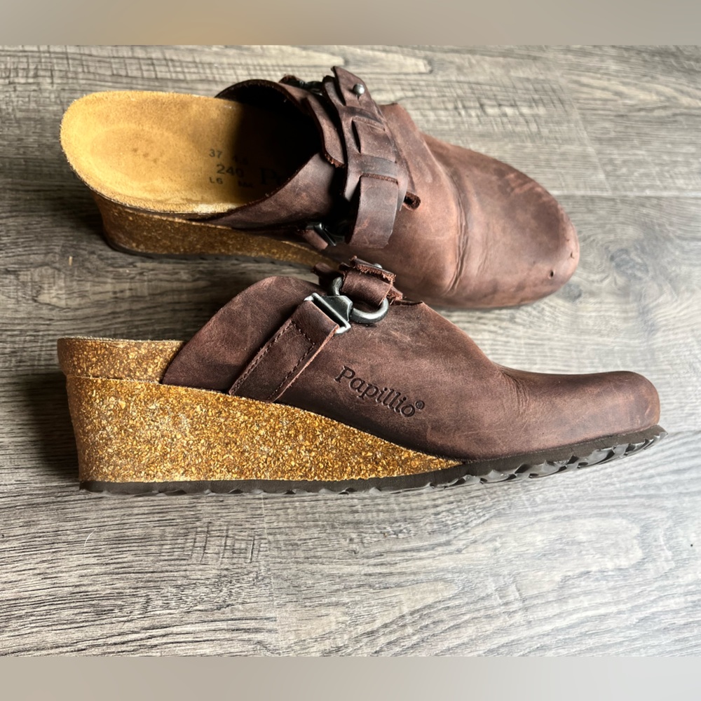 Papillio by Birkenstock Fanny Suede Wedge Mule, size 37 (US 7-7.5) used